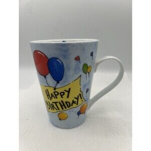 Happy Birthday Banner w/ Balloons Mug Message On Inside Mug By Teddi